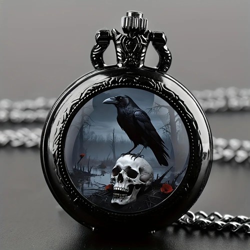 Vintage gothic skull crow - vintage,